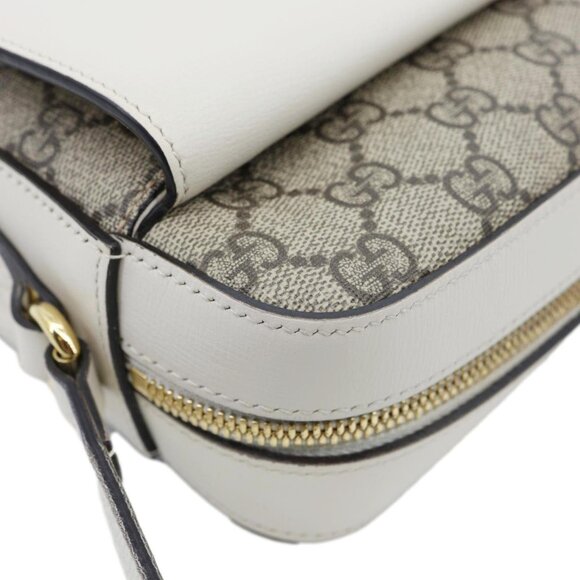 Gucci Horsebit 1955 Small GG Supreme Canvas Shoulder Bag White 645454 - Picture 8 of 15